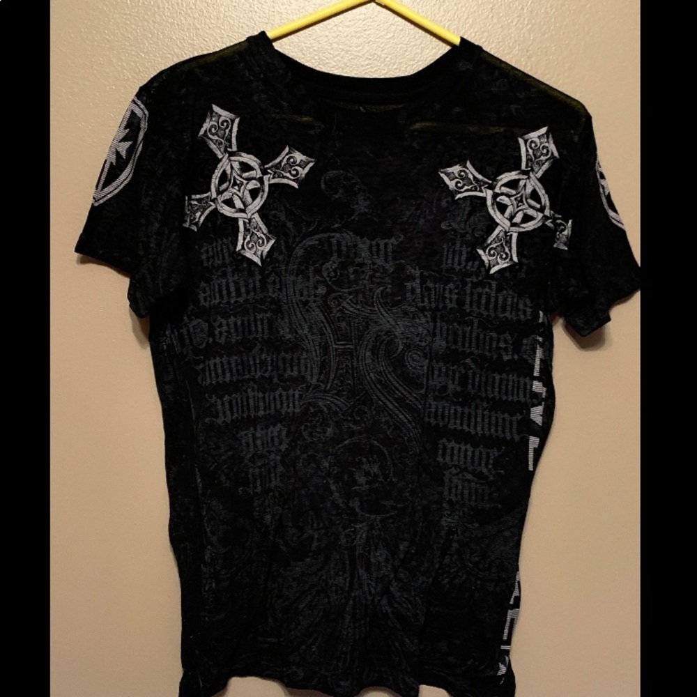 Raw State Black Cross/Angel Wings Short Sleeve Tee